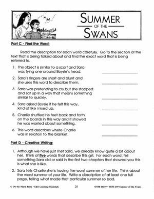 The Summer of the Swans, by Betsy Byars Lit Link Grades 4-6