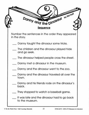 Danny and the Dinosaur Activities & More! Grades 1-3 Dinosaurs in Literature,