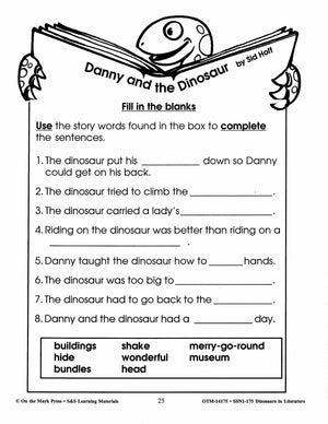 Danny and the Dinosaur Activities & More! Grades 1-3 Dinosaurs in Literature,