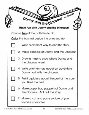 Danny and the Dinosaur Activities & More! Grades 1-3 Dinosaurs in Literature,