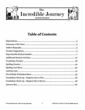 Incredible Journey, by Sheila Burnford Lit Link Grades 4-6