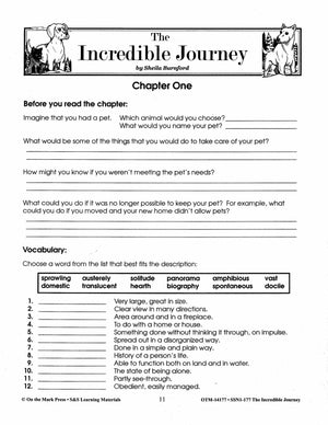 Incredible Journey, by Sheila Burnford Lit Link Grades 4-6