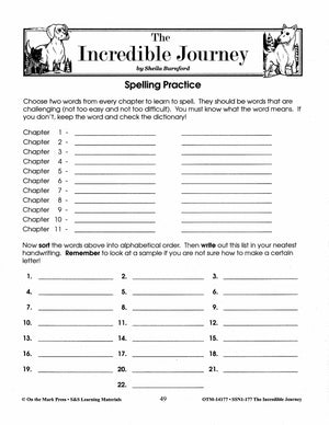 Incredible Journey, by Sheila Burnford Lit Link Grades 4-6