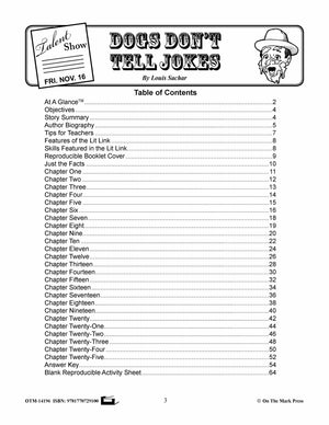 Dogs Don't Tell Jokes, by Louis Sachar Lit Link Grades 4-6