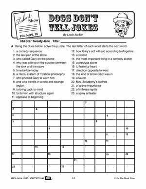 Dogs Don't Tell Jokes, by Louis Sachar Lit Link Grades 4-6