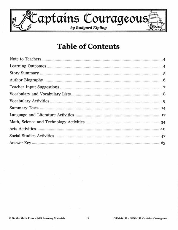 Captains Courageous, by Rudyard Kipling Lit Link Grades 7-8