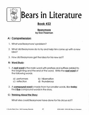 Bears in Literature - Corduroy, Beady Bear, Bearymore and more! Grades 1-3