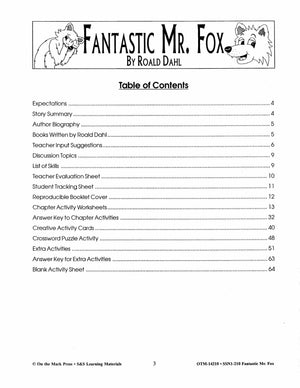 Fantastic Mr. Fox, by Roald Dahl Lit Link Grades 4-6