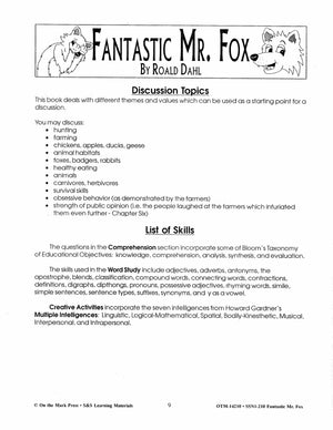 Fantastic Mr. Fox, by Roald Dahl Lit Link Grades 4-6