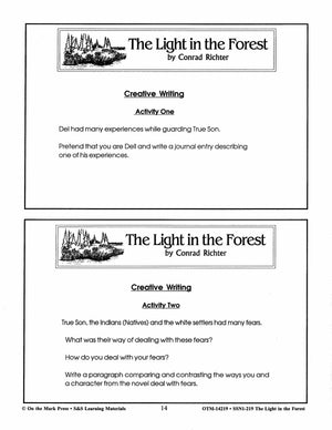 Light in the Forest, by Conrad Ritcher Lit Link Grades 7-8