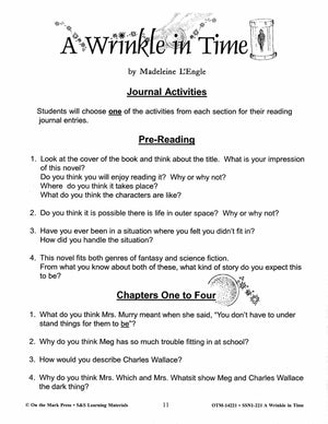 A Wrinkle in Time, by Madeline L'Engle,  Lit Link Grades 7-8