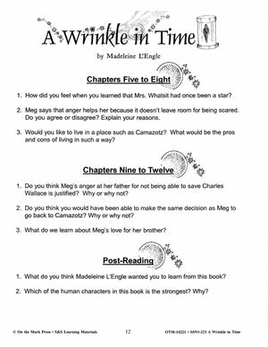 A Wrinkle in Time, by Madeline L'Engle,  Lit Link Grades 7-8