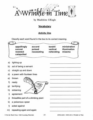 A Wrinkle in Time, by Madeline L'Engle,  Lit Link Grades 7-8