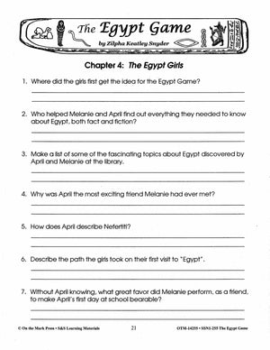 The Egypt Game,by Zilpha Keatley Snyder  Lit Link Grades 4-6