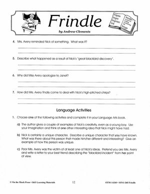 Frindle, by Andrew Clements Lit Link Grades 4-6