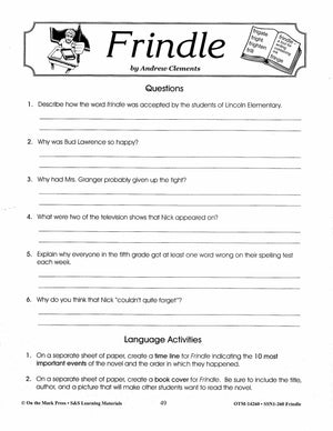 Frindle, by Andrew Clements Lit Link Grades 4-6