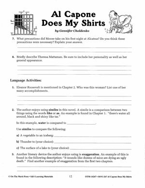 Al Capone Does My Shirts by Gennifer Choldenko Lit Link Grades 4-6