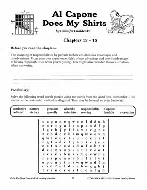 Al Capone Does My Shirts by Gennifer Choldenko Lit Link Grades 4-6