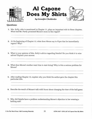 Al Capone Does My Shirts by Gennifer Choldenko Lit Link Grades 4-6