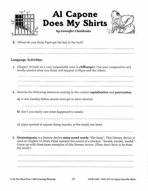 Al Capone Does My Shirts by Gennifer Choldenko Lit Link Grades 4-6