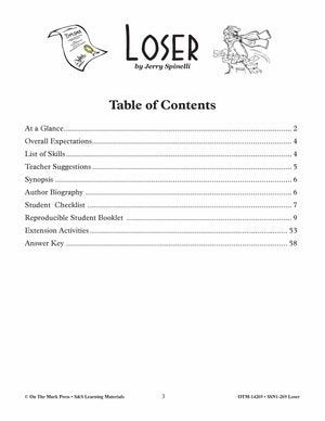 Loser, A Novel by Jerry Spinelli Lit Link Grades 4-6