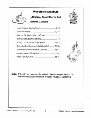 Unicorns in Literature Grades 3-5