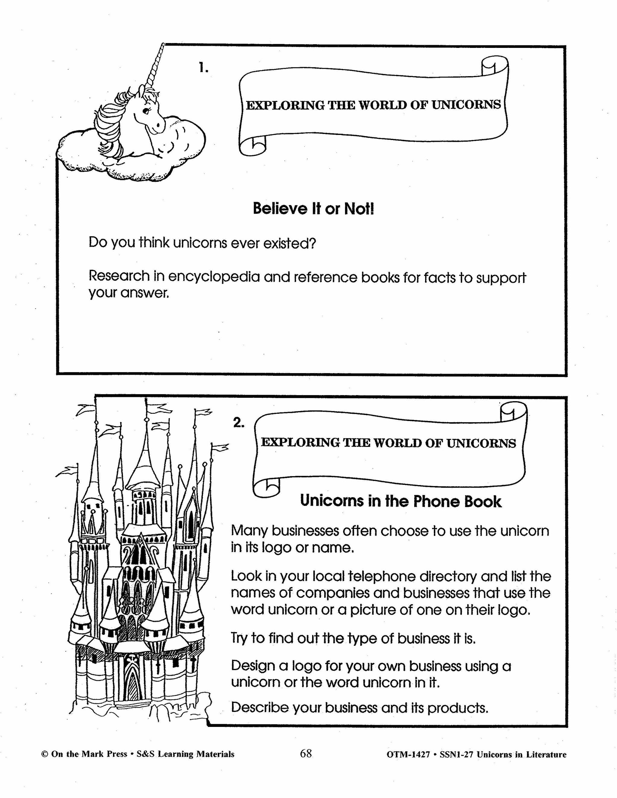 Unicorns in Literature Grades 3-5