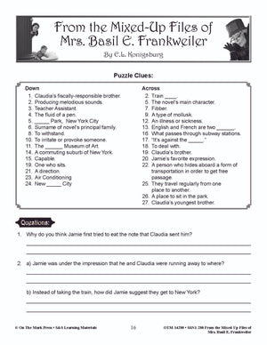 From the Mixed-Up Files of Mrs. Basil E. Frankweiler Lit Link Grades 4-6