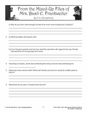 From the Mixed-Up Files of Mrs. Basil E. Frankweiler Lit Link Grades 4-6