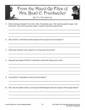 From the Mixed-Up Files of Mrs. Basil E. Frankweiler Lit Link Grades 4-6