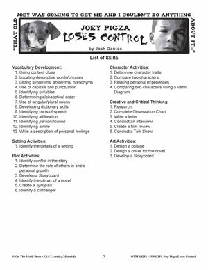 Joey Pigza Loes Control Lit Link Grades 4-6