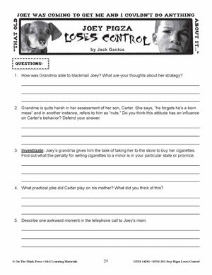 Joey Pigza Loes Control Lit Link Grades 4-6