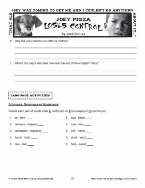 Joey Pigza Loes Control Lit Link Grades 4-6
