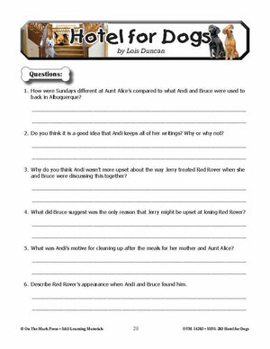 Hotel for Dogs Lit Link/Novel Study Grades 4-6