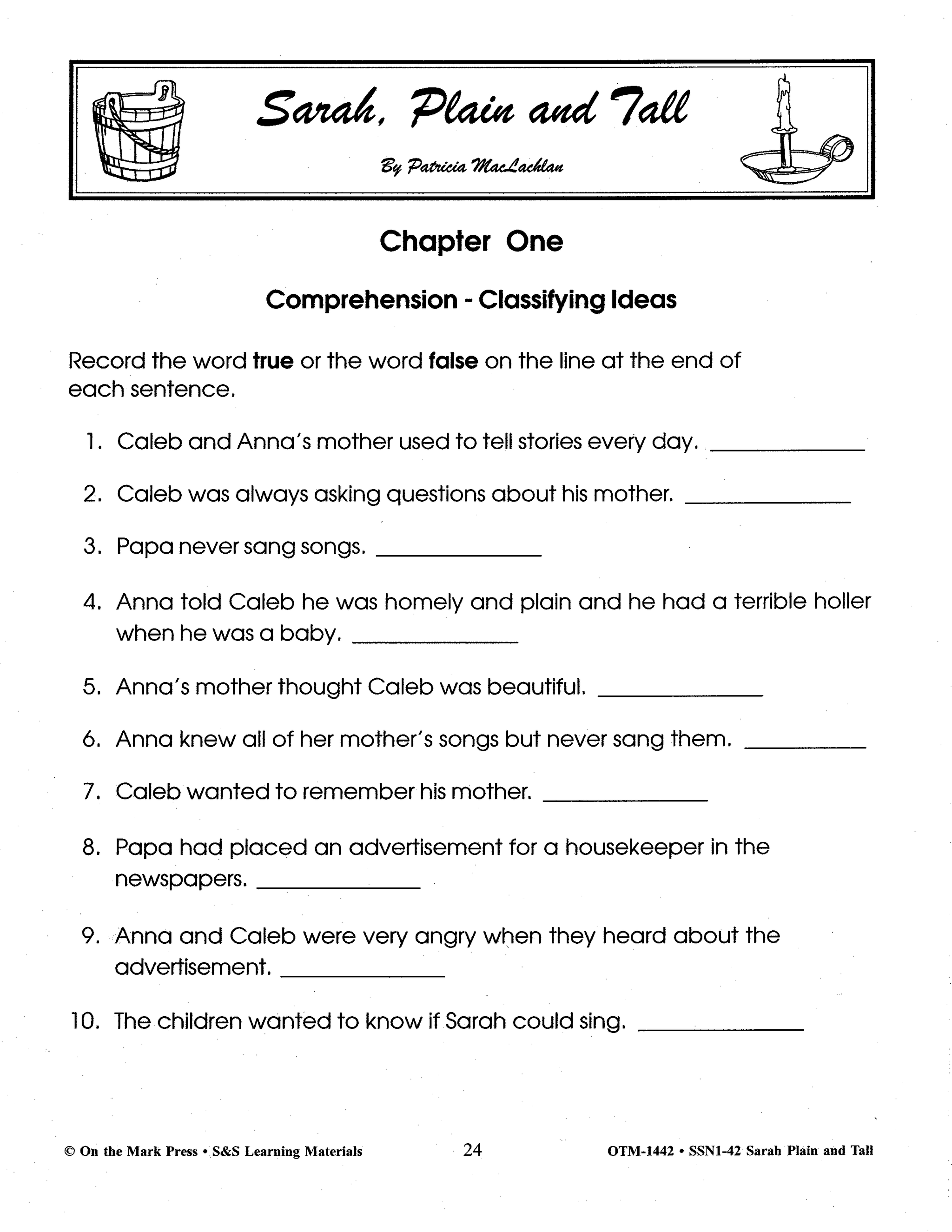 Sarah Plain & Tall Lit Link Grades 4-6