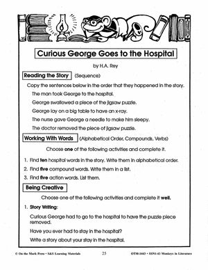 Monkeys in Literature - Curious George & Arthur Lessons Grades 2-4