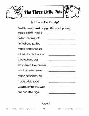 Pigs in Literature - The Three Little Pigs Grades 2-4