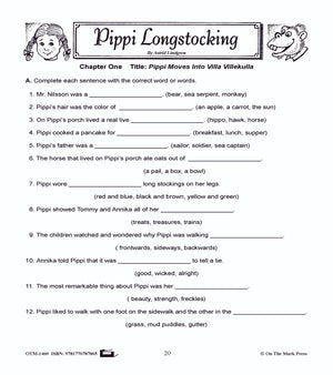 Pippi Longstocking, by Astrid Lindgren Lit Link/Novel Study Grades 4-6