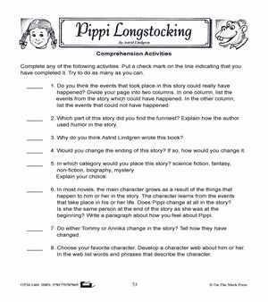 Pippi Longstocking, by Astrid Lindgren Lit Link/Novel Study Grades 4-6