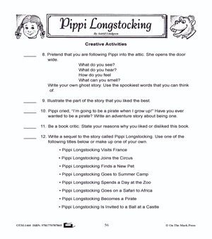 Pippi Longstocking, by Astrid Lindgren Lit Link/Novel Study Grades 4-6