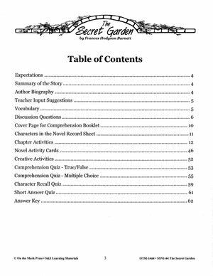 The Secret Garden, by Frances Hodgson Burnett Lit Link Grades 4-6