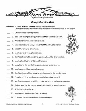 The Secret Garden, by Frances Hodgson Burnett Lit Link Grades 4-6