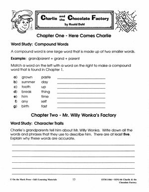 Charlie & the Chocolate Factory, by Ronald Dahl Lit Link Grades 4-6