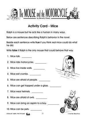 Mouse & the Motorcycle, by Beverly Cleary Lit Link Gr. 4-6