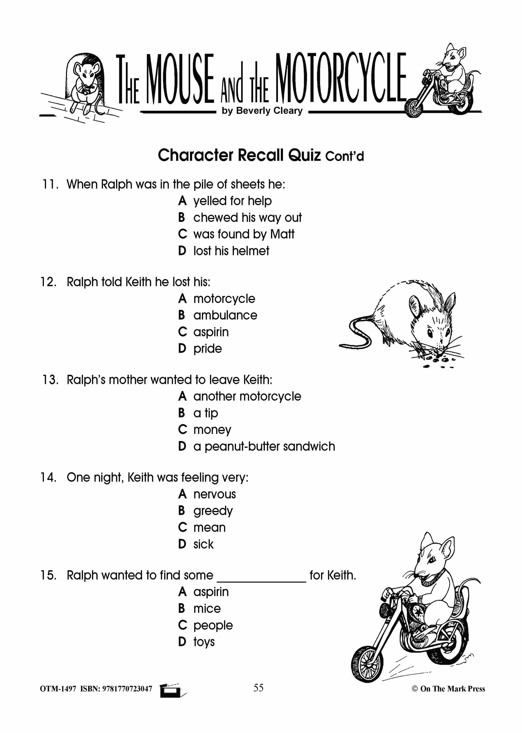 Mouse & the Motorcycle, by Beverly Cleary Lit Link Gr. 4-6