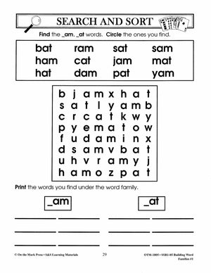 Word Families: Short Vowels Grades 1-2