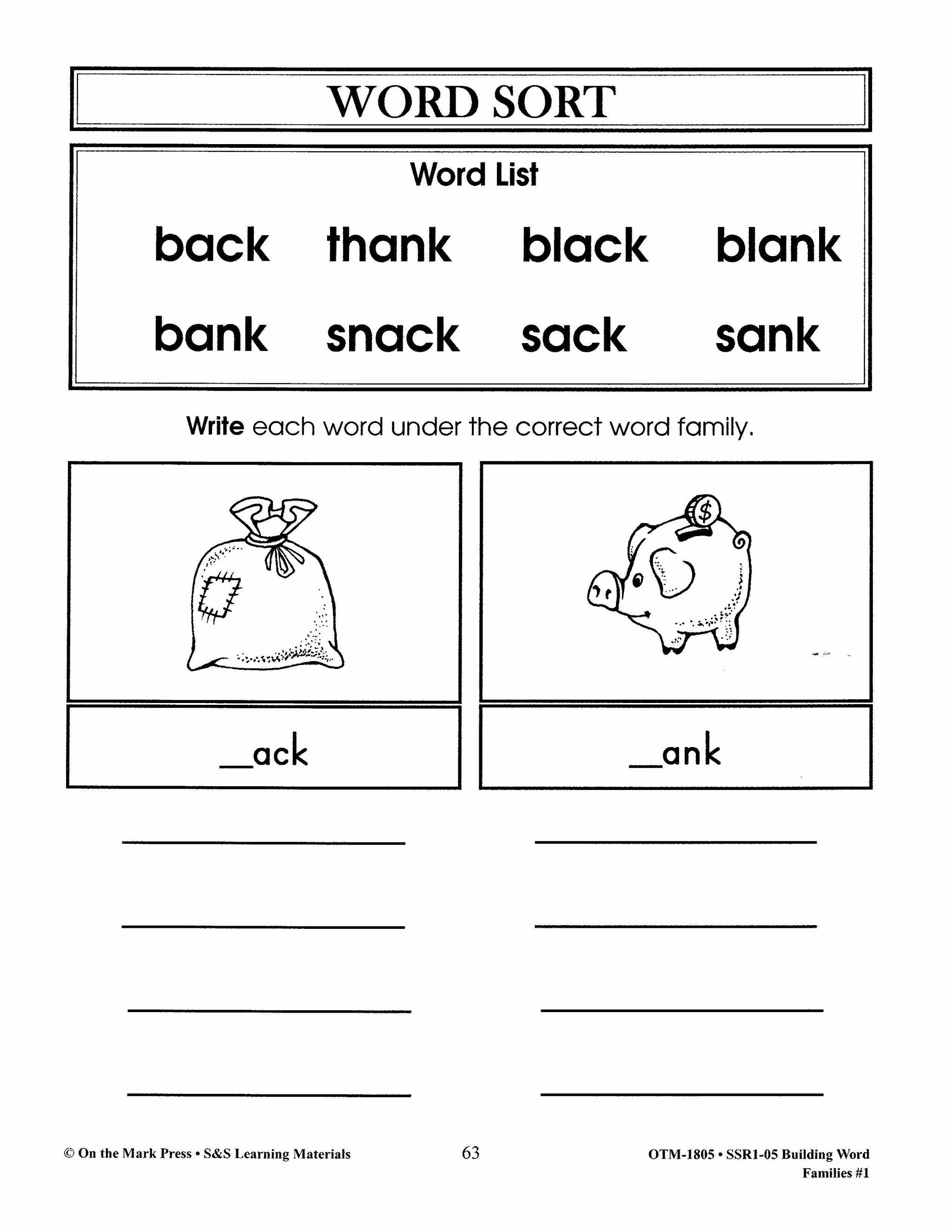 Word Families: Short Vowels Grades 1-2