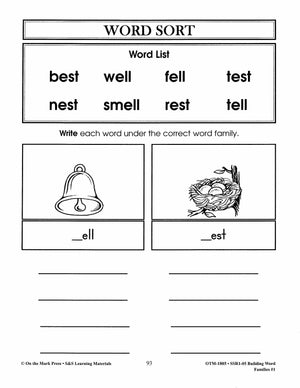 Word Families: Short Vowels Grades 1-2