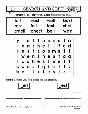 Word Families: Short Vowels Grades 1-2