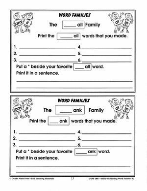 Word Families: Long Vowels Grades 1-2